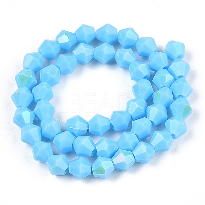 Opaque Solid Color Electroplate Glass Beads Strands EGLA-A039-P6mm-L12-1