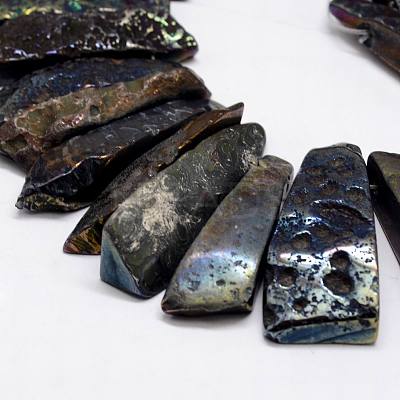 Electroplated Natural & Dyed Agate Bead Strands G-N0169-001E-1