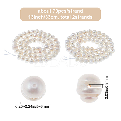 2 Strands Grade B Natural Cultured Freshwater Pearl Beads Strands PEAR-BBC0001-06-1