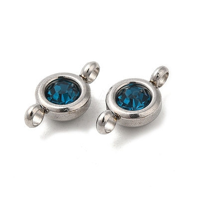 304 Stainless Steel Single Rhinestone Connector Charms STAS-E194-13P-02-1