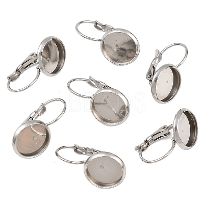 Tarnish Resistant Flat Round Tray Smooth Surface 304 Stainless Steel Leverback Earring Findings STAS-R065-65-1