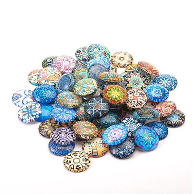 Printed Picture Glass Cabochons GGLA-YW0001-01A-1