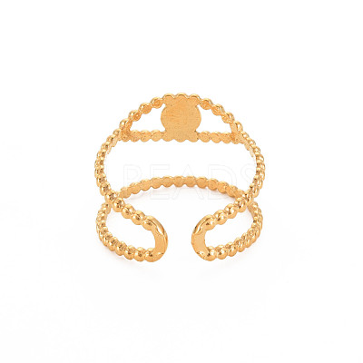 Ion Plating(IP) 304 Stainless Steel Open Pad Ring Cabochon Settings STAS-S119-157G-1