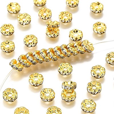Brass Grade A Crystal Rhinestone Spacer Beads RB-A006-7MM-G-1