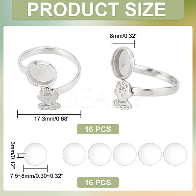 DIY Blank Dome Open Ring Making Kit STAS-PH0004-65-1