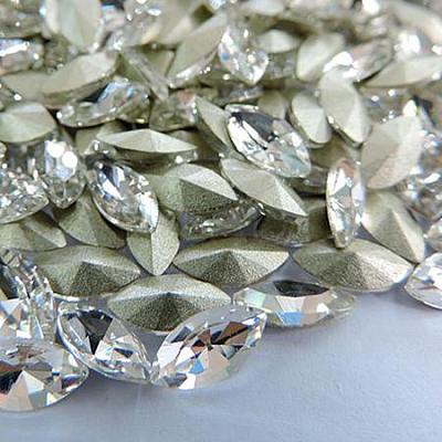 Glass Pointed Back Rhinestone Cabochons RGLA-A011-7x15mm-M-1
