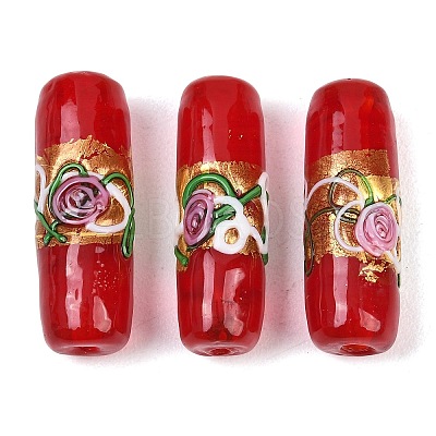 Handmade Foil Glass Beads LAMP-K039-36G-1