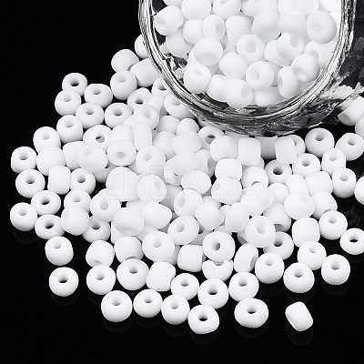 Frosted Opaque 6/0 Glass Seed Beads SEED-R029-4mm-A01-1