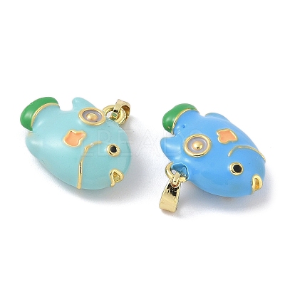 Brass Enamel Pendants KK-B143-01G-02-1