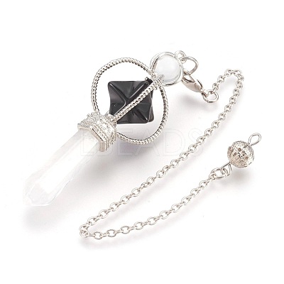 Natural Dyed & Heated Black Agate Dowsing Pendulums KK-F756-06F-1