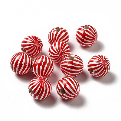 Christmas Theme Printed Natural Wooden Beads WOOD-L020-A03-1