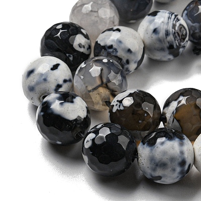 Faceted Natural Fire Crackle Agate Beads Strands G-F447-12mm-N13-1