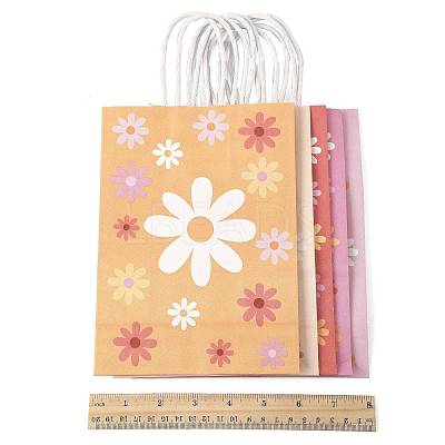 12Pcs 5 Colors Rectangle with Sunflower Pattern Paper Gift Bags CARB-FS0001-06-1