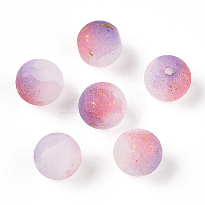 Frosted Baking Paint Crackle Glass Beads with Glitter Powder LS-X1-DGLA-T004-01D-1