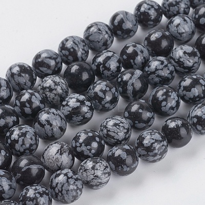 Natural Snowflake Obsidian Beads Strands G-G515-10mm-01-1