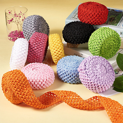2 Rolls 2 Sizes Polyester Elastic Ribbon EW-TA0001-02J-1