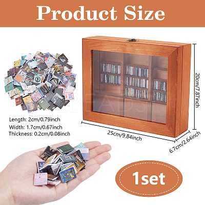 Wood Bookshelf with Books Mini Model DJEW-WH0596-027-1