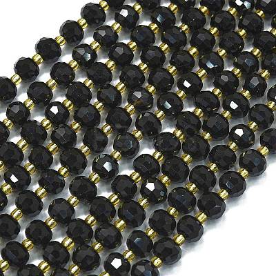 Natural Dyed & Heated Black Agate Beads Strands G-K389-E25-01-1