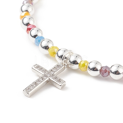 4Pcs 4 Color Glass & Synthetic Hematite Round Beaded Stretch Bracelets Set BJEW-JB08944-1