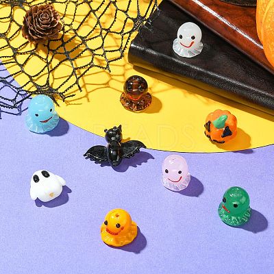 9Pcs 9 Styles Halloween Themed Handmade Lampwork Beads LAMP-CJ0002-62-1