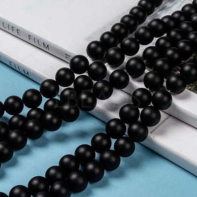 Natural Black Agate Beads Strands X-G-D543-10mm-1