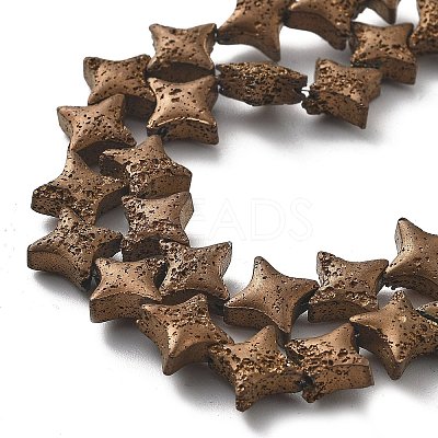 Electroplated Natural Lava Rock Beads Strands G-A251-C01-01C-1