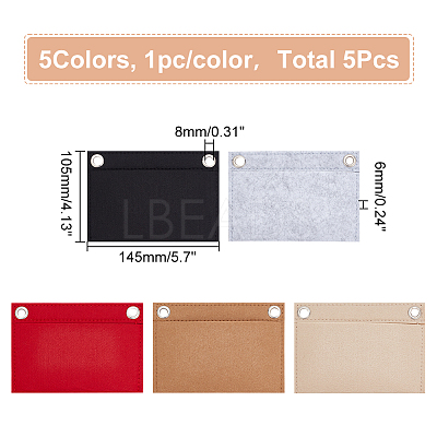 5Pcs 5 Colors Felt Purse Organizer Insert FIND-WR0007-36B-1