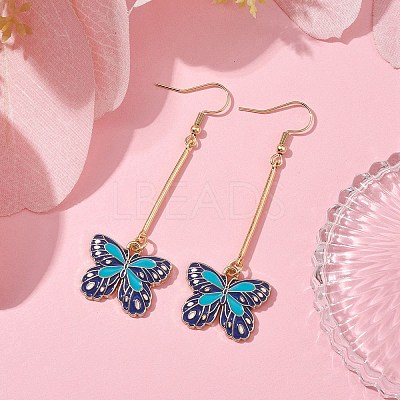 Alloy Enamel Butterfly Dangle Earrings EJEW-JE05604-03-1