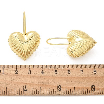 Textured Heart Brass Dangle Earrings EJEW-B132-04G-1
