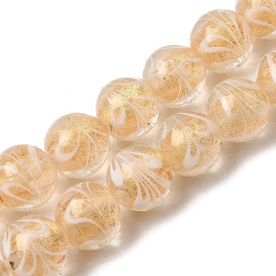 Gold Sand Lampwork Beads Strands LAMP-P071-12mm-04-1