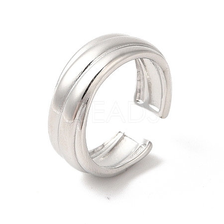 304 Stainless Steel Lined Open Cuff Ring for Women RJEW-E063-29P-1