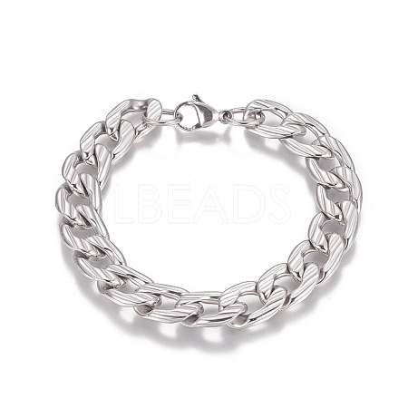 304 Stainless Steel Curb Chain Bracelets BJEW-I274-02P-1