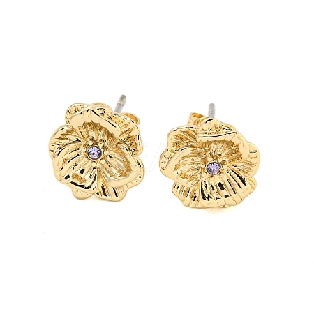 Brass Micro Pave Cubic Zirconia Ear Studs EJEW-P283-01G-06-1