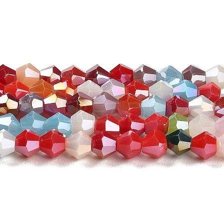 Opaque Solid Color Electroplate Glass Beads Strands EGLA-A039-P4mm-B16-1
