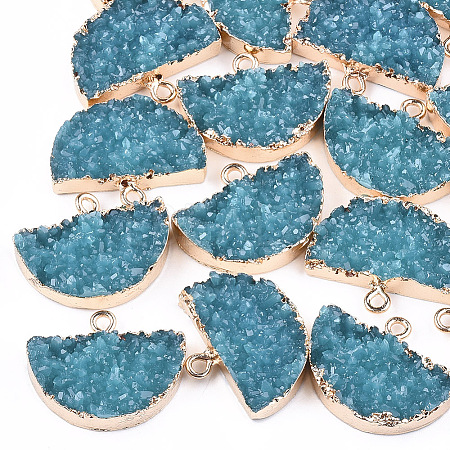 Electroplate Druzy Resin Semi Circle Pendants LS-RESI-S366-04A-1