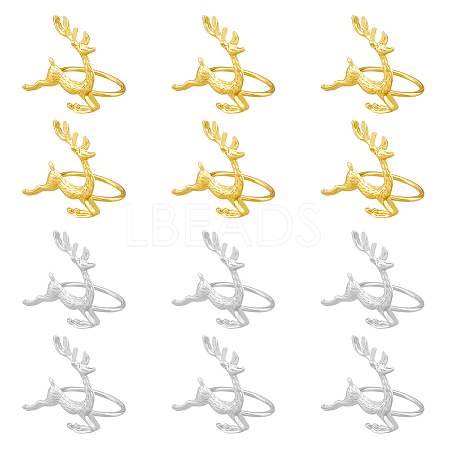 12pcs 2 Colors Alloy & Iron Napkin Rings AJEW-HY0001-11-1