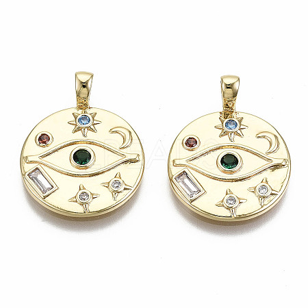 Brass Micro Pave Colorful Cubic Zirconia Pendants KK-S356-222G-NF-1