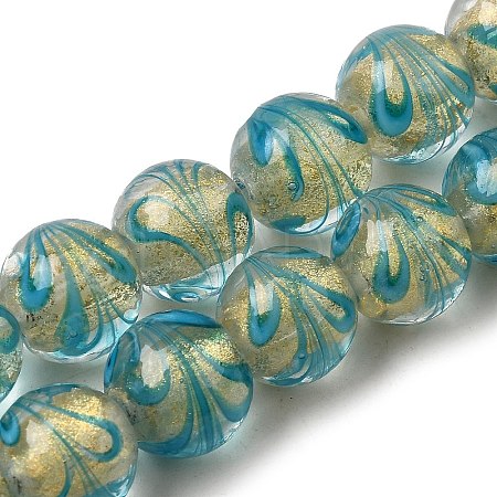 Gold Sand Lampwork Beads Strands LAMP-P071-12mm-06-1