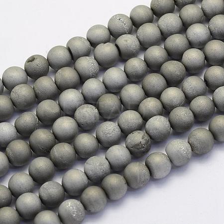 Electroplate Natural Druzy Agate Beads Strands G-G708-10mm-04-1