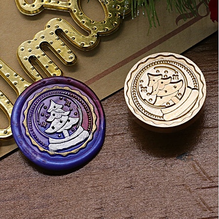 Christmas Series Wax Seal Brass Stamp Head LS-AJEW-M037-01G-19-1
