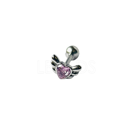 Angel Wing Heart 316L Surgical Stainless Steel Pave Cubic Zirconia Tongue Rings FS-WG901EE-04-1