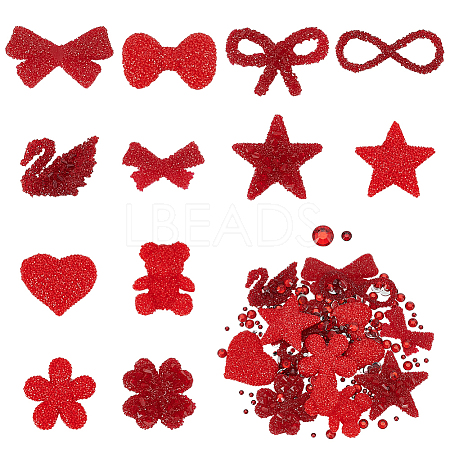 224Pcs 14 Styles Resin Rhinestone Iron on/Sew on Cloth Patches PATC-OC0001-03-1