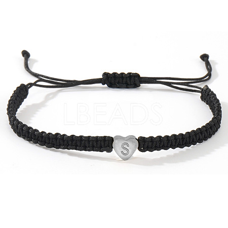 304 Stainless Steel Heart with Letter Bead Braided Bead Bracelets OO6447-47-1