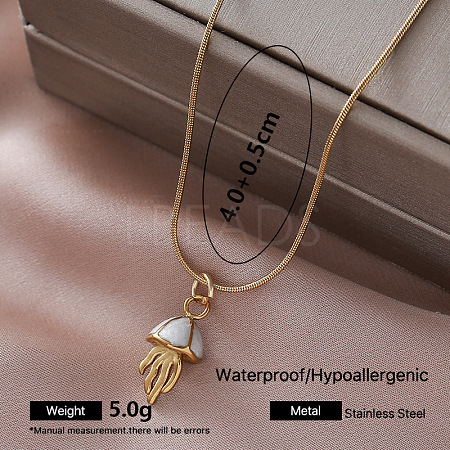 Vintage 304 Stainless Steel Enamel Jellyfish Pendant Necklaces for Women SI8197-2-1
