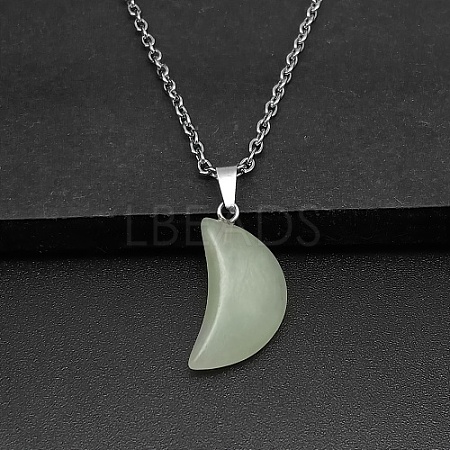 Moon Natural Green Aventurine Pendant Necklaces AK5365-11-1