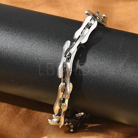 304 Stainless Steel Rectangle Link Chains Bracelets for Men & Women BJEW-D042-46P-1