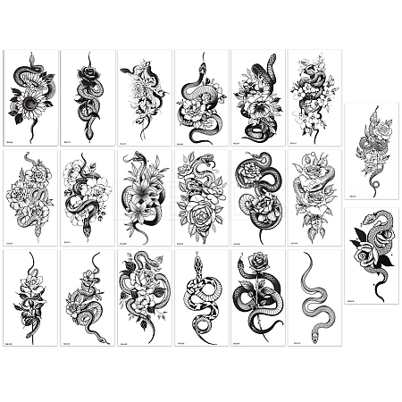 20Pcs 20 Styles Removable Temporary Water Proof Tattoos Paper Stickers DIY-CP0012-48A-1