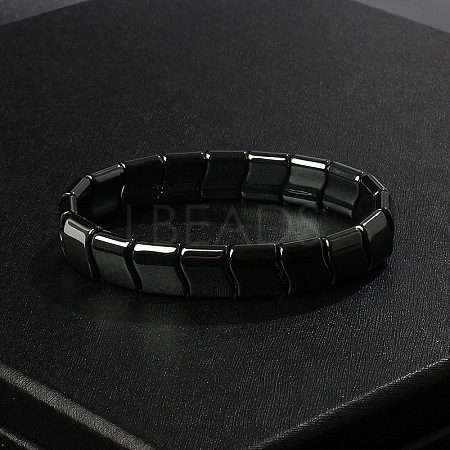 Non-Magnetic Synthetic Hematite Beaded Stretch Bracelets for Men FIND-PW0021-10B-1