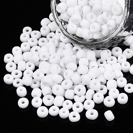 Frosted Opaque 6/0 Glass Seed Beads SEED-R029-4mm-A01-1
