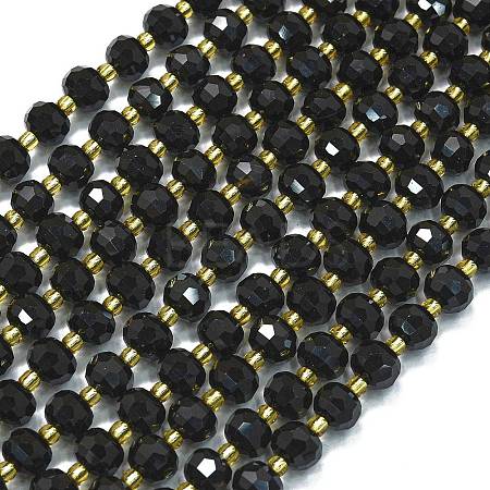Natural Dyed & Heated Black Agate Beads Strands G-K389-E25-01-1